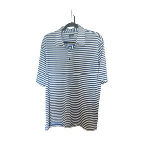 ~Greg Norman~ Mens~ Yellow&Blue Striped~Play Dry Fit Polo‎ Golf Shirt~Size LG